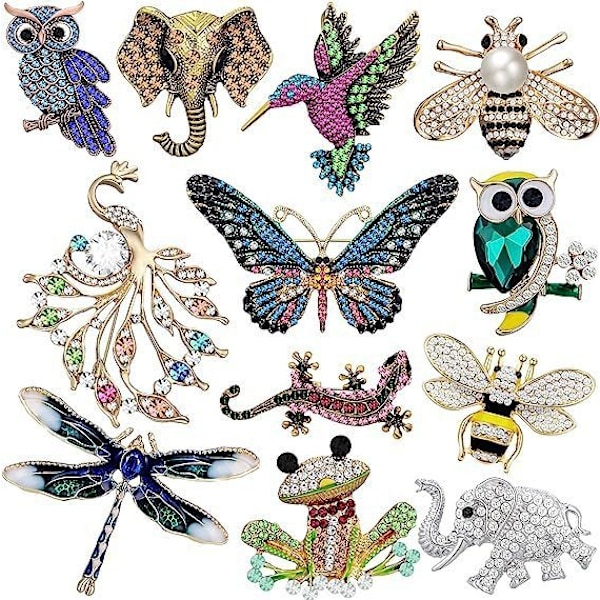 Smyckesset för kvinnor med kristallnål, julklappar, strumpprydnader, vintage djur, insekter, eleganta blompinnar, broscher i bulk för kvinnor