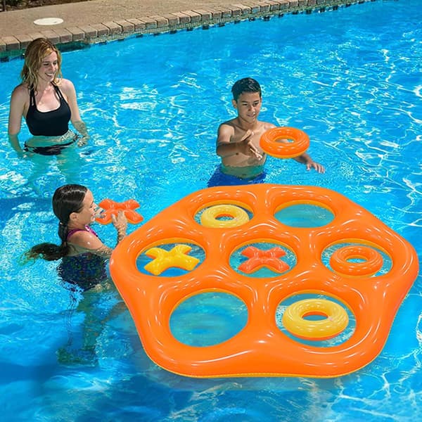 Hexagonal Poolkastlegetøj - Tykt, oppusteligt badelegetøj med farverige vandkastdukker