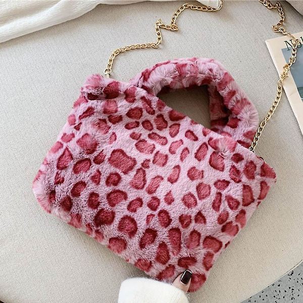 Dames Leopard Mønster Skulderveske Canvas Tote Veske Håndveske Messenger Satchel Grå leopard