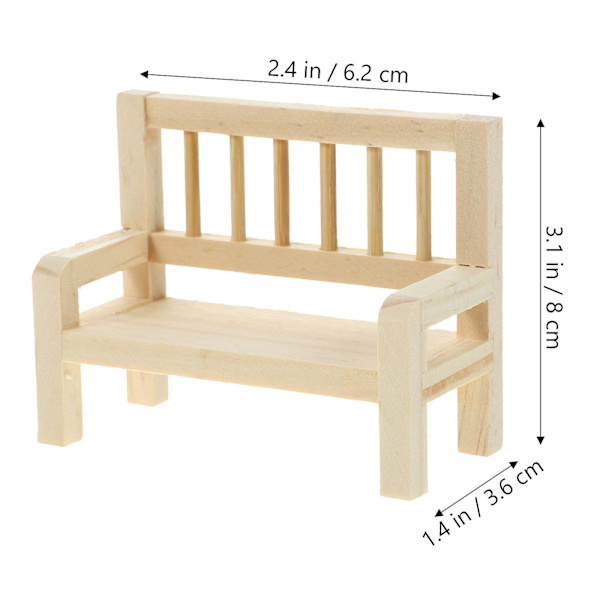 2 kpl Mini Penkki Malli Puinen Mini Talo Penkki Miniatyyri Huonekalut Koriste Decor8X3.6CM