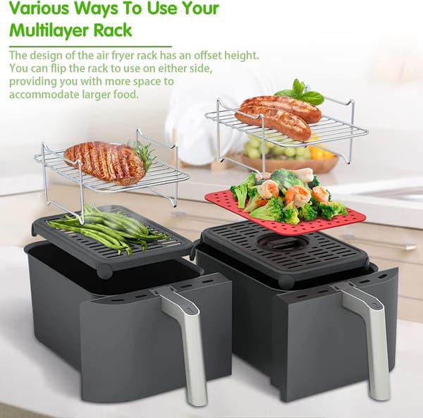 Tilbehør for Air Fryer, Doble Kurver, 304 Rustfritt Stål De