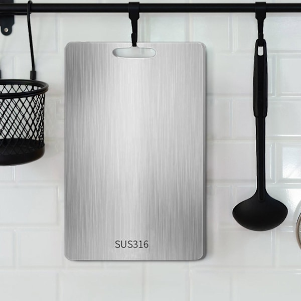 Skärbräda i titan - Skärbräda i rostfritt stål för kök 304 Skärbräda Livsmedelsgodkänd för kött Frukt Grönsaker Diskmaskinssäker C Kan Hängas