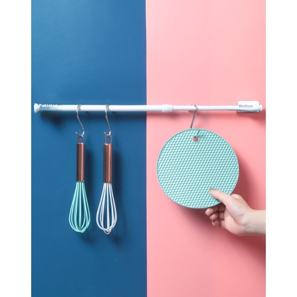 3 stycken vita 40-70cm klädstänger för torkning Gardinstänger Fjäderspänning Gardinstång Justerbar längd för kök, badrum, skåp