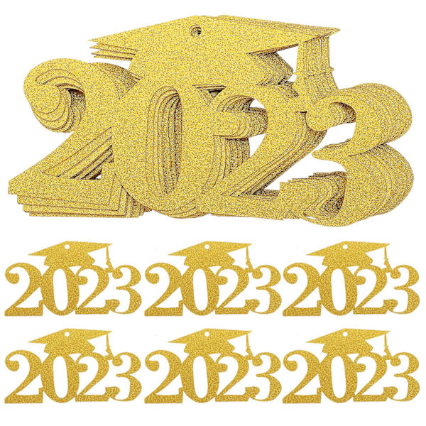 30 stk. Glitter 2023 Graduation Gavemærker Graduation Bordmidtpunkter Graduation Udskæringer Mærker Guld