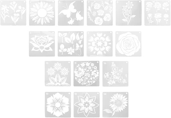 16 ark genanvendelige blomsterskabeloner Multifunktionel trykskabelon PET-materiale Lugtfri