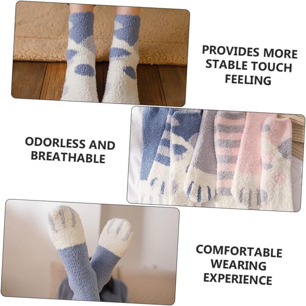 6 par katteklo fleece rørstrømper fleece varme sokker for gutter og jenter fluffy vintervarme sokker