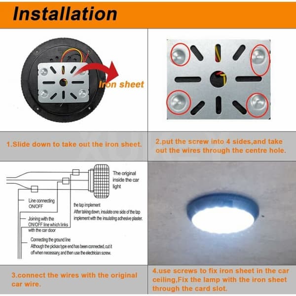 Bobillampe, 12V LED-kuppeltaklampe, campingvogninteriør