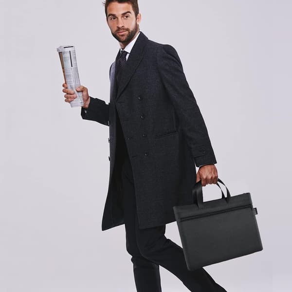 A4 Document Bag with Handle, Briefcase Pouch Zipper Bag with 2 Pockets Waterproof Oxford Document Storage Bag File Organizer