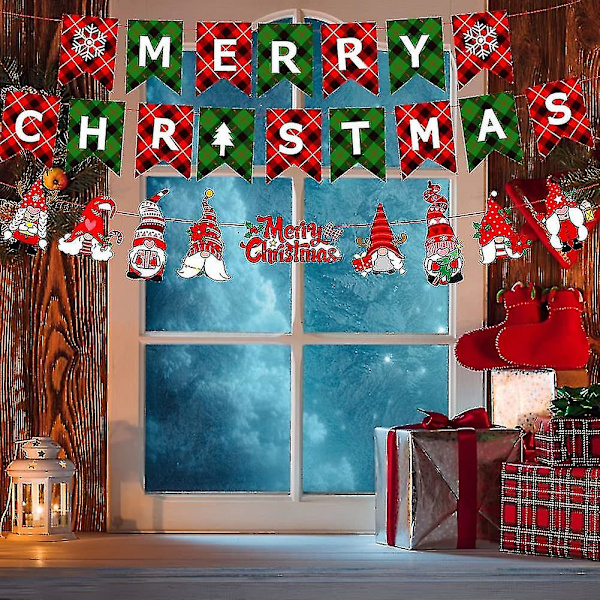 Glad Jul Flagg Girlang Banner Glad Jul Dekorationer Julpynt Tomten Julgran Glad Jul Alfabet För Inomhus