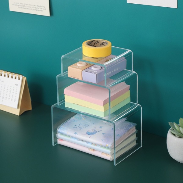 3 Set Akryl Displayställ, Smyckesdisplay Ställ Hylla Visningsställ (Klar, Medium Set)-Akryl Ställ Visar Figurer