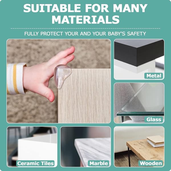 20 Anti-Collision Corners - Silicone, Transparent Corner Protector - for Furniture's Sharp Edges - Child Safe
