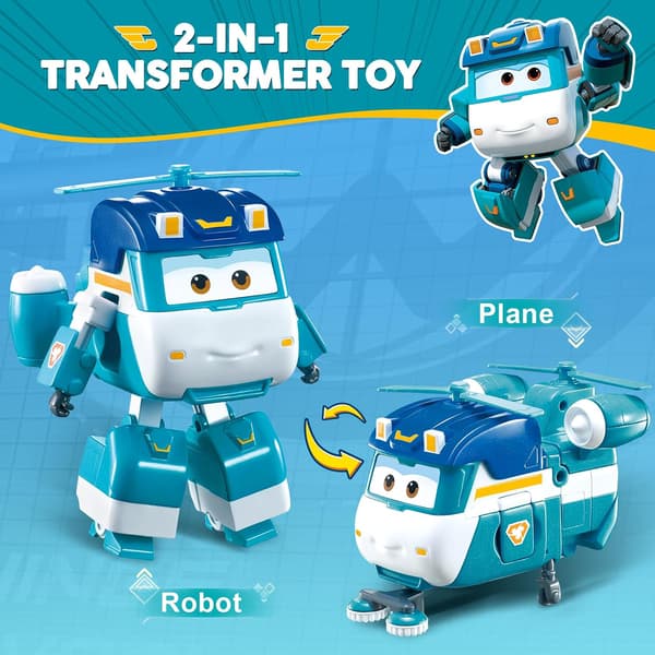 Super Wings Shine Flygplan Transformerbar Leksak Robotfigur, Tecknad Transformerbar Robot