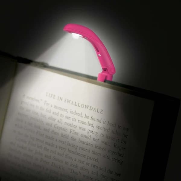 HA~Really Small Book Light (Red) – Compact Reading Lights for Books in Bed – Flexible Book Light with Clip – A Great Book Light