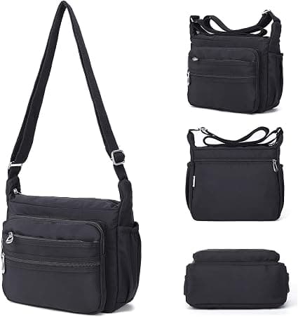 (S, Sort) Nylon Dame Taske Vandtæt Multi-Pocket Me