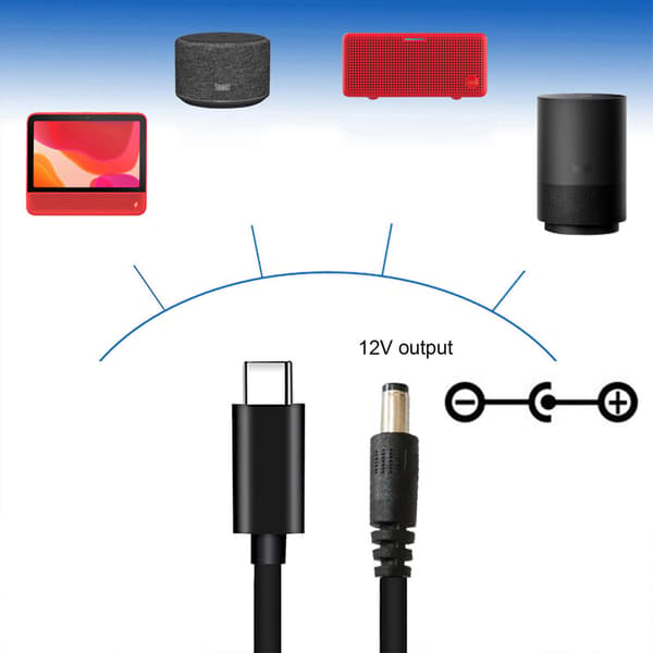 USB C PD til 12V 2.5/3.5/4.0/5.5mm strømforsyningskabel for Dot 3/4
