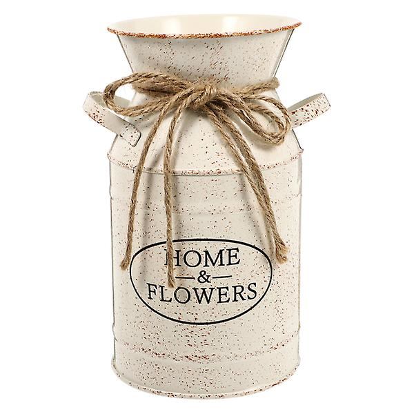 1 st Retro Stil Prydnad Torkad Blomma Hink Heminredning Praktisk Järnhink Beige 10x10x19cm