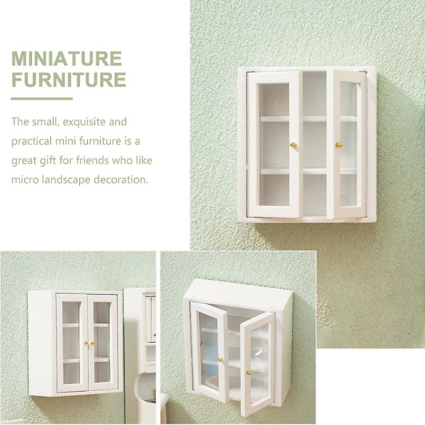 Koti-koristeet Miniatyyri Puinen Hylly Miniatyyri Puinen Kaappi Koriste Seinähylly Valkoinen 8.7X7.8CM White 8.7X7.8CM