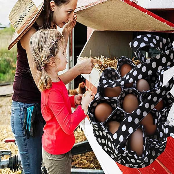 Eggkurv med 9 rom Eggsamlepose for høner, andeggsamling Liten eggholder og organisator for transportoppbevaring