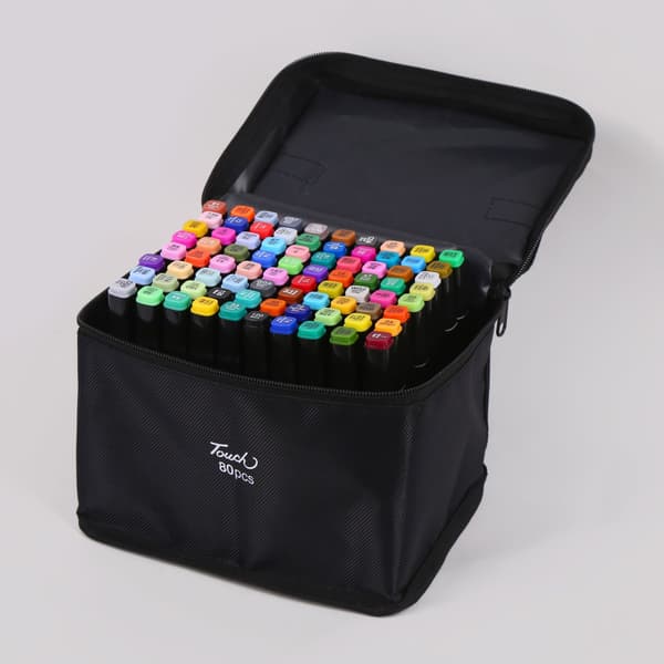 80-pack - Double-sided felt-tip pens with case - Multi-colored pens