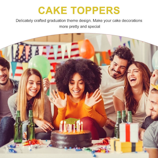 10 stk. Utdanning Papir Kake Toppers Cupcake Innlegg Kort Fest Dekor Tilbehør Gull 15x15cm