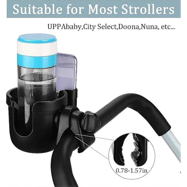 Universal Adjustable Cup Holder with Phone Holder for Stroller, Wheelchair, Walker, Bicycle, Scooter