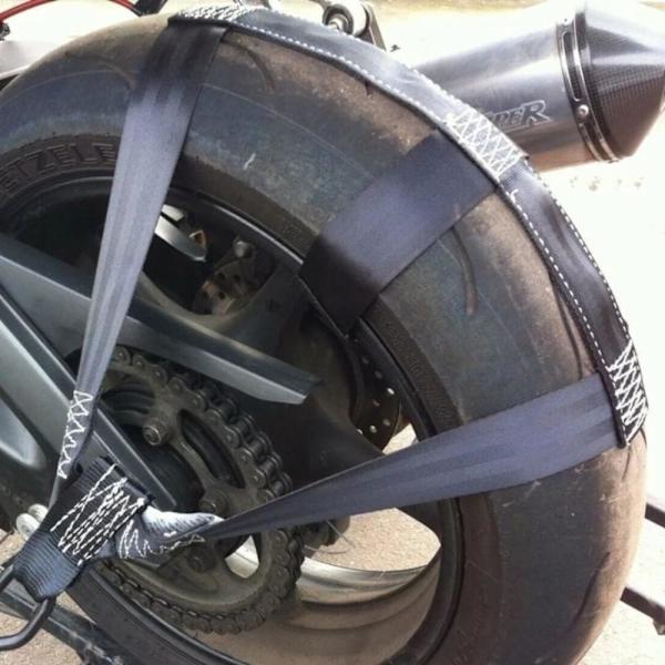 Universal Motorcykel Bagdæk Hjul Spændebånd Cargo Rem til Trailer Super Heavy Duty Stærk Polyester (Sort)