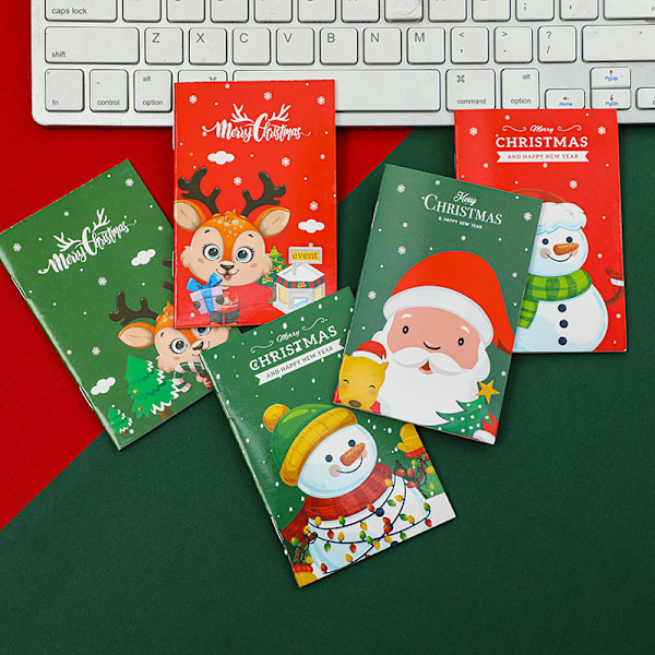 12 stk Jule Mini Notesbog Juleblok Glædelig Jul Lille Memo Pad Julemand Snemand Lomme Notesbog (Tilfældig stil)