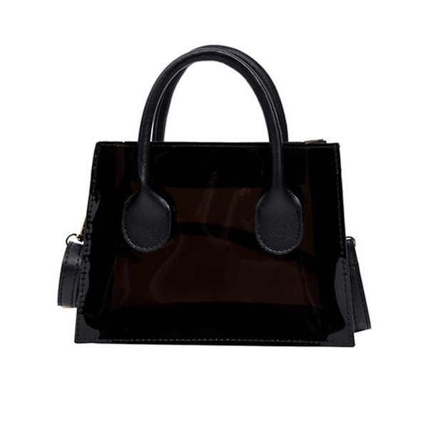 Mode PVC Jelly Väska Kvinnor Transparent Handväska Sommar Strand Klar Axelväska Godis Färg Handväska Crossbody Tote För Flickor Svart
