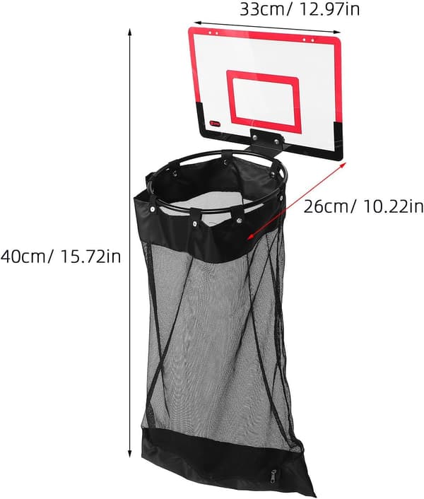 Laundry Hamper with Over-the-Door Basketball Hoop Lightweight Mesh