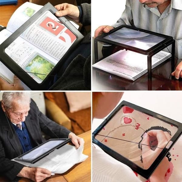Reading Magnifier for Seniors - Illuminated Desk Magnifying Lamp - 2.5X Rectangular Magnification