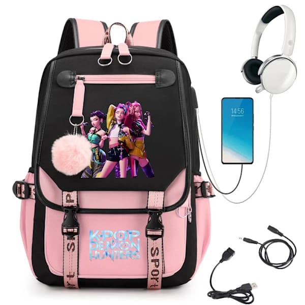 K-Pop Demon Hunters Anime Backpack Cute Cartoon Bag for Students