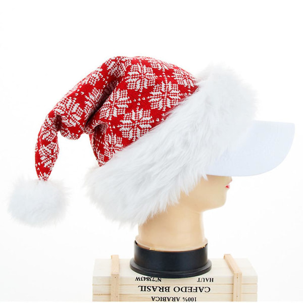 Aikuisen Neulotu Santa Hat Lumihiutale Aaltoviivainen Raidollinen Pehmeä Plus Santa Hat Cute Pom Pom Joululomajuhlan Koriste