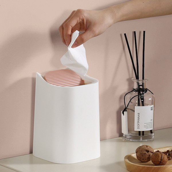Oppbevaringsboks, frittstående indre sylinder skrivebord søppelbøtte mini bærbar sterk og holdbar med lokk for kontor for soverom