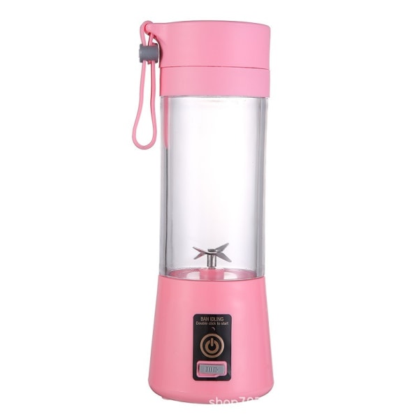 Bärbar Mixer Multifunktionell USB Elektrisk Blender Mat Smoothie Maker Blender Rörning Uppladdningsbar 6-bladig Fruktjuicekopp (rosa)