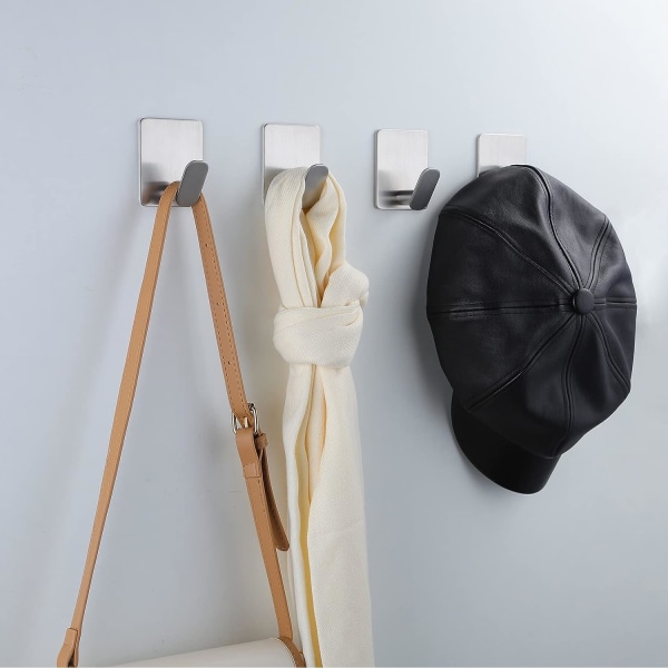4st självhäftande handdukskrokar på väggen: Robe Krokar för att hänga  kläder Hattar Stick on Badrum/Kök SUS 304 Rostfritt stål ab48 | Fyndiq