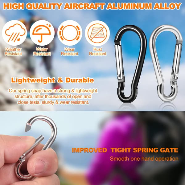 Flagpole Ring Replacement Carabiners | 4 Pcs Aluminum Alloy Flagpole Clip Spring Snap Hooks for Flags with Grommets | Replaceable Flagpole