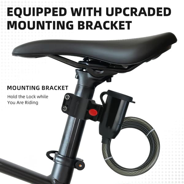 Bicycle Lock Keyless Anti-theft Bicycle Cable Lock 120 cm with Waterproof Cable and Mounting Bracket Fingerprint