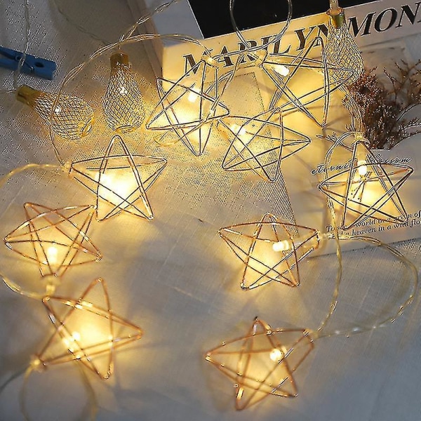 Batteridrivna Fairy Lights för julgransdekoration, 1,5 m Varmvita Led String Lights Med 10 Star Shades Indoor1setwhite