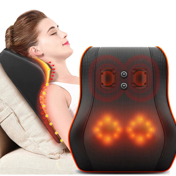 Rygmassager Nakkemassageapparat med varme, 3D-æltende massagepude til smertelindring, massageapparater til nakke og ryg, skulder
