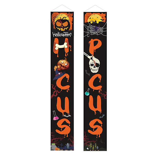 Halloween-dekorasjoner for innendørs og utendørs - Hengende bannere, dørgardiner, parvise verser - Stil 5