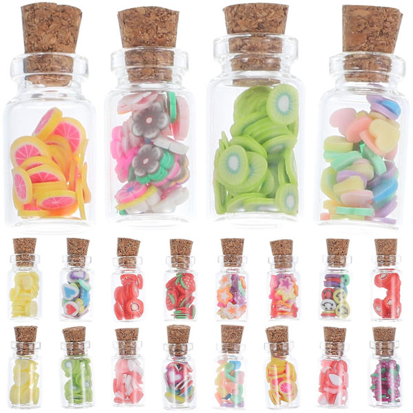 20 st Miniatyr Fruktburkar i Glas, Modell för Dockhus, Fruktburksdekoration, Miniatyr Matburk