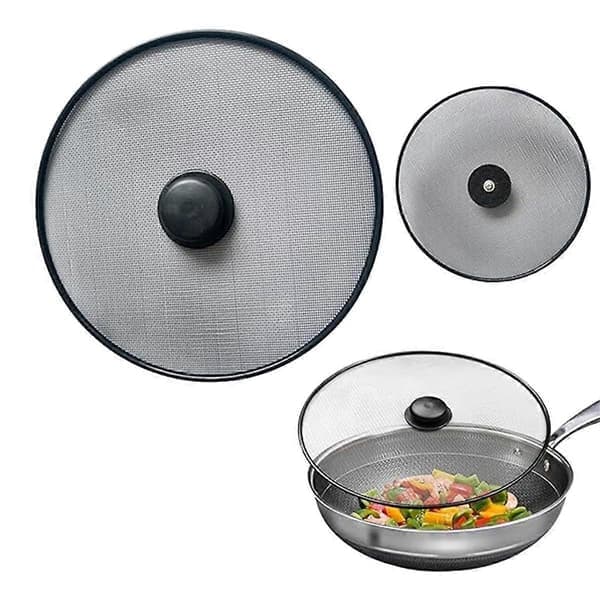 3 Pcs Kitchen Splatter Screen, Frying Pan Splatter Guard, Grease Splatter Protector, Mesh Oil Proof Pot Lid Black
