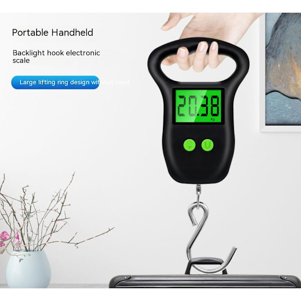 50KG/10G Elektronisk Digital Fiskevekt Hengekrok med Bakgrunnsbelyst Display Matvekt