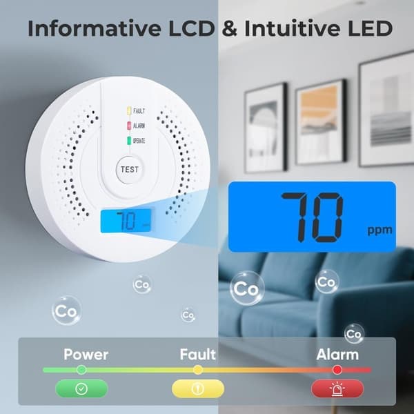 Carbon Monoxide Detector - Portable Carbon Monoxide Alarm - Carbon Monoxide Detector with LCD Screen