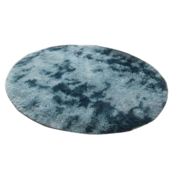 Rund dekorativ matte, 1 meter i diameter, lang fiber, myk og varm, perfekt for stue (120*120cm)