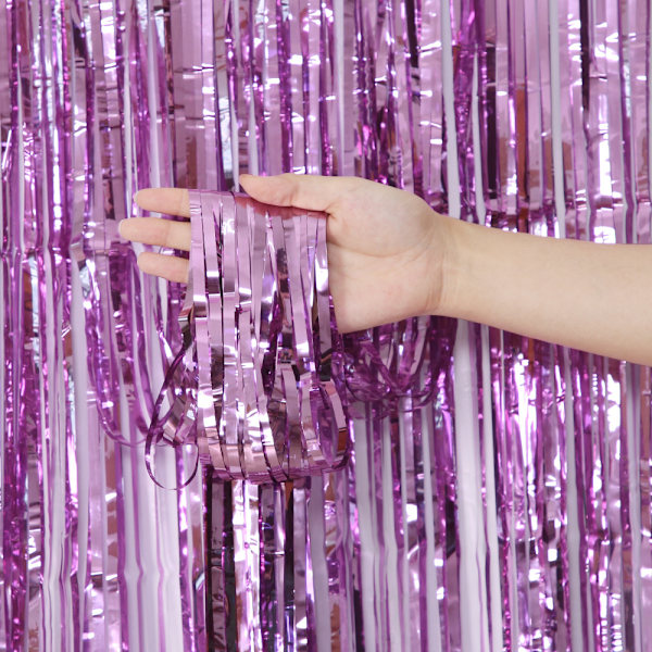 4-pack Metallic Tinsel Foil Fringe Gardiner 3.3×6.6 fot Fotobås Bakgrund Dekorationer Streamers Fringe Bakgrund för Födelsedag Bröllop