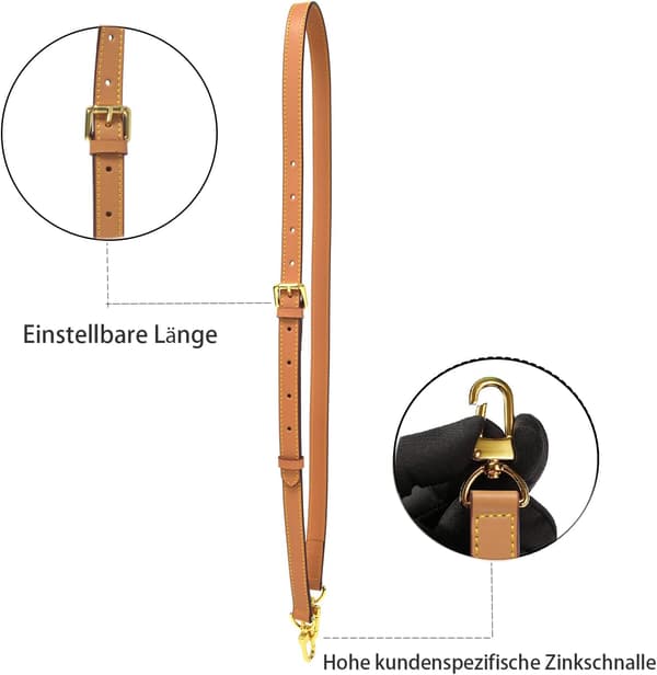 Enkel axelrem, sned axel, äkta läder, justerbar axelrem, lämplig för små väskor, handväskor, budväskor, crossbody-väskor