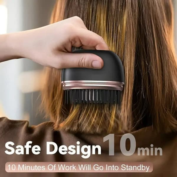 Mini Wireless Hair Brush & Hot Brush Straightener for Bangs, USB Rechargeable, Portable, Compact