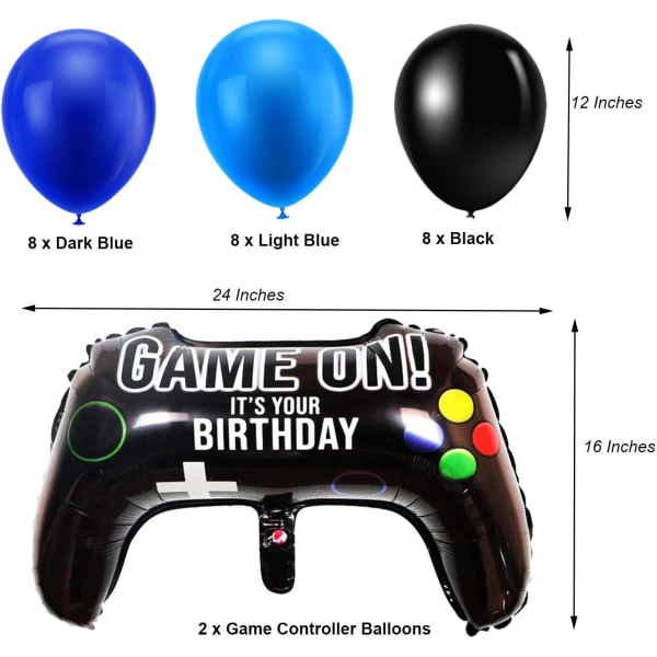 TV-spelsfestdekorationer 7 ballonger med speltema för födelsedagsfestdekorationer för barn (9 år)