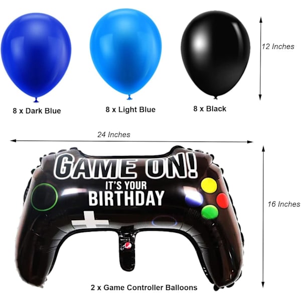Videospel Party Dekorationer 7 Speltema Ballonger för Barnkalas Dekorationer (Ålder 9)